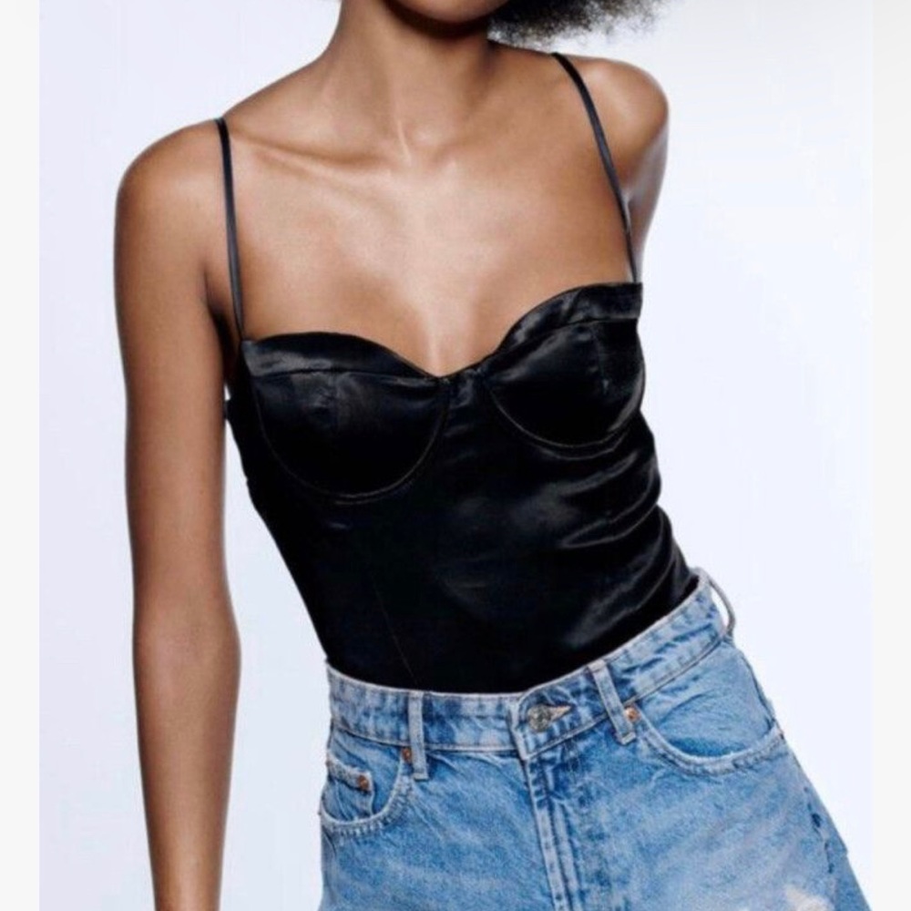 Zara Satin Corset Bodysuit